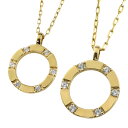 ペアネックレス シンプル ゴールド サークル ダイヤモンド ペンダント 2本セット ネックレス K10 10金 チェーン ペア 婚約 結婚式 カップル ペアルッ...