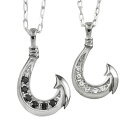 ペアネックレス シンプル ダイヤモンド ブラックダイヤモンド プラチナ フィッシュ フック Pt900 Pt850 ペンダント シンプル 2本セット ペア オリ...