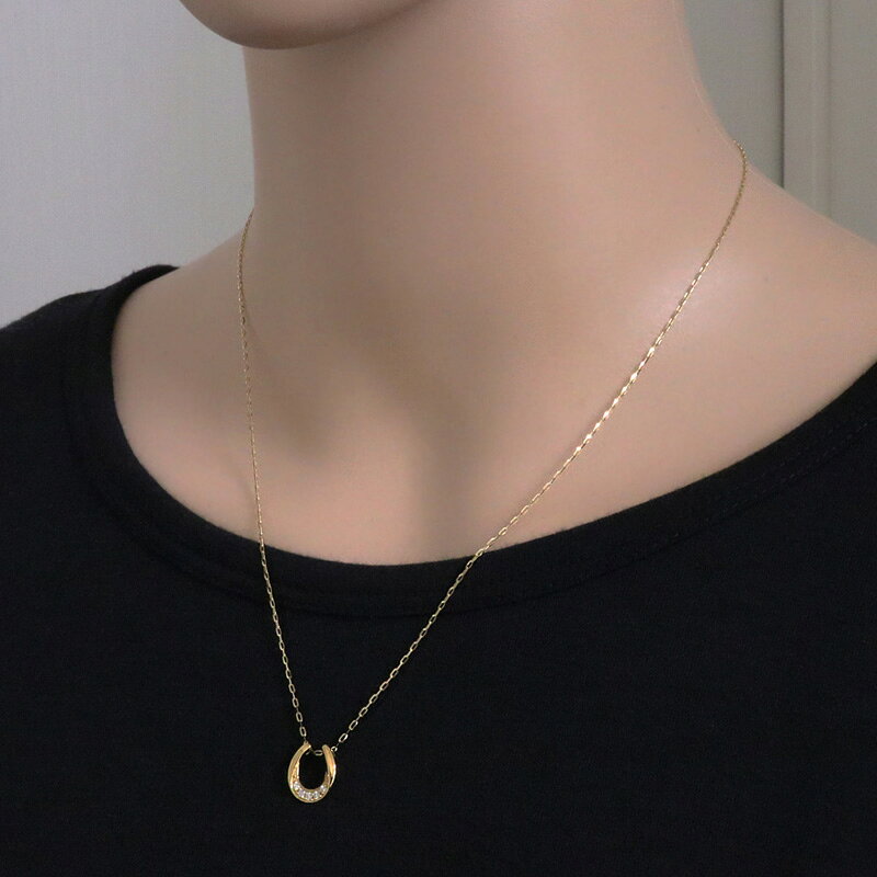 ジュエリーアイのメンズネックレス ダイヤモンド 馬蹄 10金 ネックレス ペンダント K10 ホースシュー アズキチェーン 50cm シンプル 大人 上品 オリジナル おすすめ ギフト プレゼント 受注製作｜アングル2