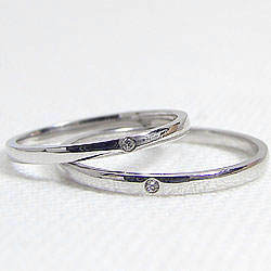 結婚指輪 一粒ダイヤモンド ペアリング シンプル ホワイトゴールドK10 マリッジリング 10金 2本セット ペア 文字入れ 刻印 可能 婚約 結婚式 ブライダル ウエディング おすすめ プレゼント