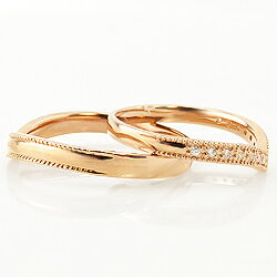 結婚指輪 ゴールド Vライン ダイヤモンド デザインリング ペアリング 18金 マリッジリング 2本セット ペア 文字入れ 刻印 可能 婚約 結婚式 ブライダル ウエディング おすすめ プレゼント