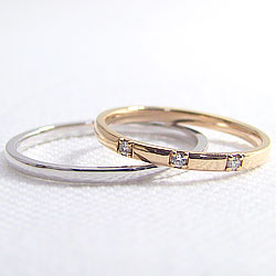 結婚指輪 ゴールド スリーストーン ダイヤモン...の紹介画像2