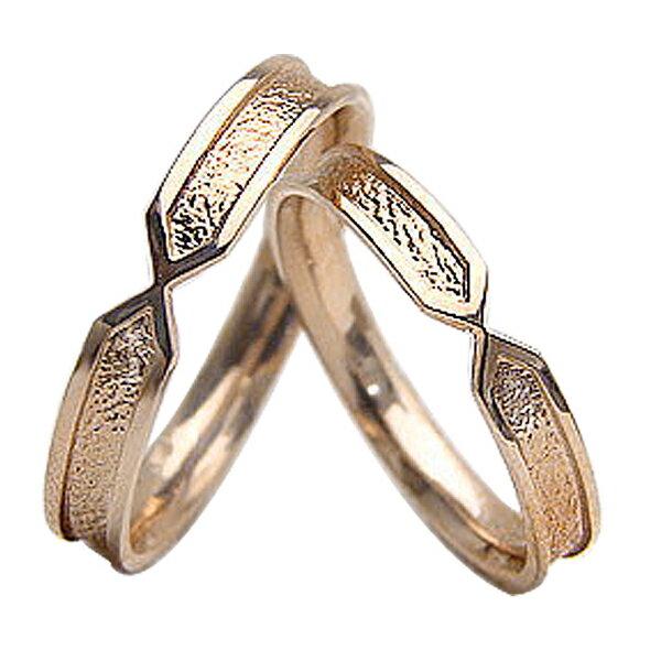 結婚指輪 ゴールド デザインリング ペアリング ピンクゴールドK10 マリッジリング 10金 2本セット ペア 文字入れ 刻印 可能 婚約 結婚式 ブライダル ...