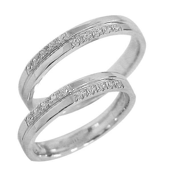 結婚指輪 ゴールド クロス ペアリング ダイヤモンド ホワイトゴールドK10 マリッジリング 十字架 10金 2本セット ペア 文字入れ 刻印 可能 婚約 結婚...