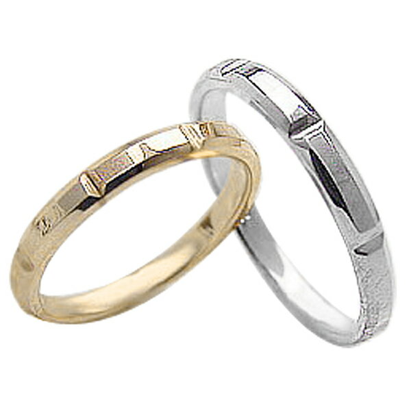 結婚指輪 ゴールド ペアリング オリジナルデザイン イエローゴールドK10 ホワイトゴールド10 マリッジリング 10金 2本セット ペア 文字入れ 刻印 可能...
