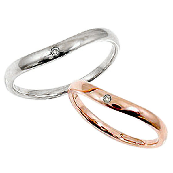 一粒ダイヤモンド ペアリング ピンクゴールドK18 ホワイトゴールドK18 結婚指輪 マリッジリング 18金 pair ring 刻印 文字入れ 可能 2本セット ブライダル おすすめ プレゼント