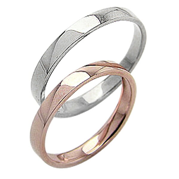 結婚指輪 平打ち 2.5mm幅 ペアリング ピンクゴールドK10 ホワイトゴールドK10 マリッジリング 10金 2本セット 文字入れ 刻印 可能 婚約 結婚式...