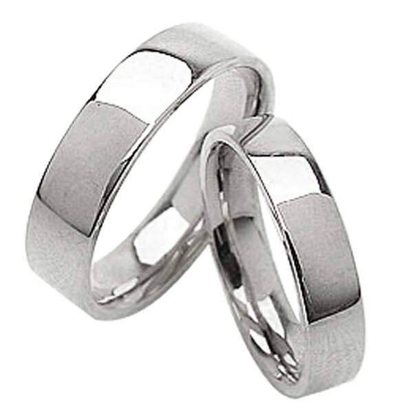 結婚指輪 プラチナ 幅広 平打ち シンプル ペアリング マリ