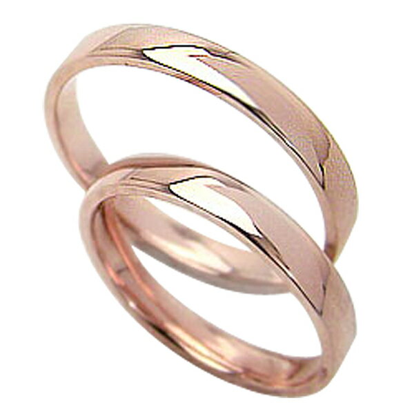 結婚指輪 ゴールド 平打ち 3.0mm幅 ペアリング ピンクゴールドK18 マリッジリング 18金 2本セット 文字入れ 刻印 可能 婚約 結婚式 ブライダル ...