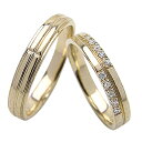 結婚指輪 クロス ペアリング ダイヤモンド イエローゴールドK10 マリッジリング 10金 十字架 2本セット 文字入れ 刻印 可能 婚約 結婚式 ブライダル ...