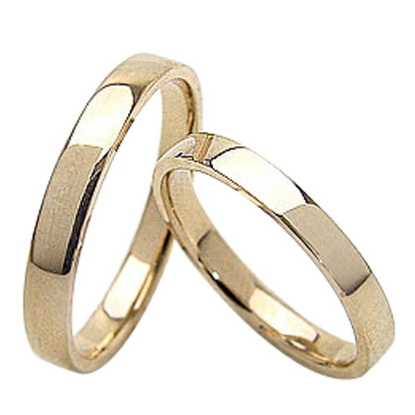 結婚指輪 平打ち 2.5mm 3.0mm幅 ペアリング イエローゴールドK10 マリッジリング 10金 2本セット 文字入れ 刻印 可能 婚約 結婚式 ブライダ...