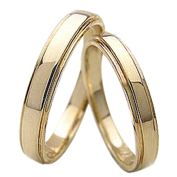 結婚指輪 段差デザイン ペアリング シンプル イエローゴールドK18 マリッジリング 18金 2本セット ペア 文字入れ 刻印 可能 婚約 結婚式 ブライダル ...