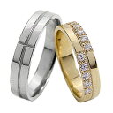 結婚指輪 ゴールド クロス ダイヤモンド ペアリング マリッジリング 十字架 イエローゴールドK18 ホワイトゴールドK18 18金 2本セット ペア 文字入れ 刻印 可能 婚約 結婚式 ブライダル ウエディング 受注製作