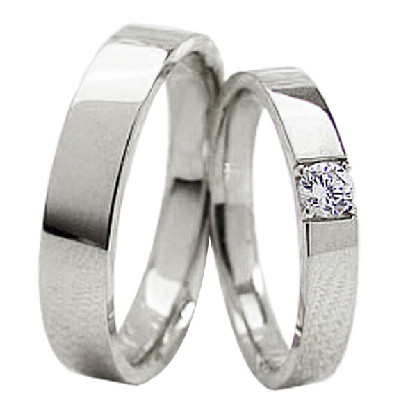 結婚指輪 プラチナ 一粒ダイヤモンドリング 0.1ct 平打