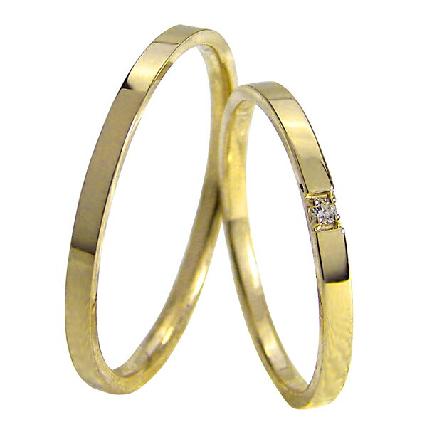 ペアリング ゴールド ストレート 結婚指輪 一粒ダイヤモンド