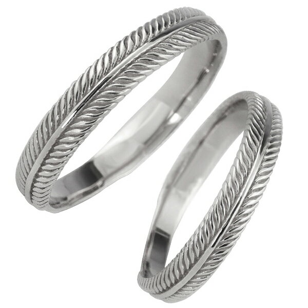 結婚指輪 プラチナ フェザー 羽根 ペアリング Pt900 マリッジリング 2本セット ペア 文字入れ 刻印 可能 婚約 結婚式 ブライダル ウエディング おす...