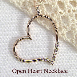 ネックレス レディース オープンハート ダイヤモンド ネック