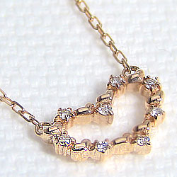 ネックレス レディース ハート ネックレス ダイヤモンド ネックレス K18PG ペンダント ピンクゴールドK18 オープンハート 結婚記念日 誕生日 おすすめ ギフト プレゼント 受注製作 jwl-i-10003116 ジュエリーアイ サンプル画像2