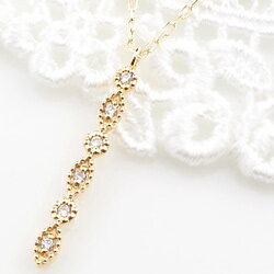 ペンダント ネックレス レディース ダイヤモンドネックレス 10金 ストレートライン 縦長 Iライン ペンダント K10WG K10PG K10YG Diamond Necklace おすすめ ギフト プレゼント 受注製作