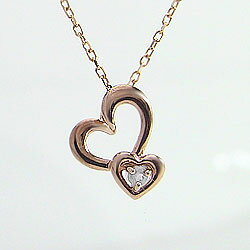 オープンハート ネックレス ダイヤモンド ピンクゴールドK10 ペンダント 誕生日プレゼント 受注製作 10金 カラーストーン 誕生石 ダブルハート ギフト 受注製作 クリスマス(4)
