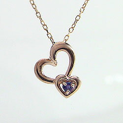 オープンハート ネックレス ピンクゴールドK10 サファイア 9月誕生石 K10PG カラーストーン 誕生日 プレゼント 受注製作 ペンダント アクセサリーショップ 結婚記念日 おすすめ ギフト プレゼント 受注製作