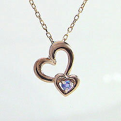 タンザナイト ペンダント ピンクゴールドK10 ダブル ハートネックレス K10PG sale 記念日 サプライズ プレゼント 受注製作 アクセサリー 工房 通販 直送 ショップ おすすめ プレゼント