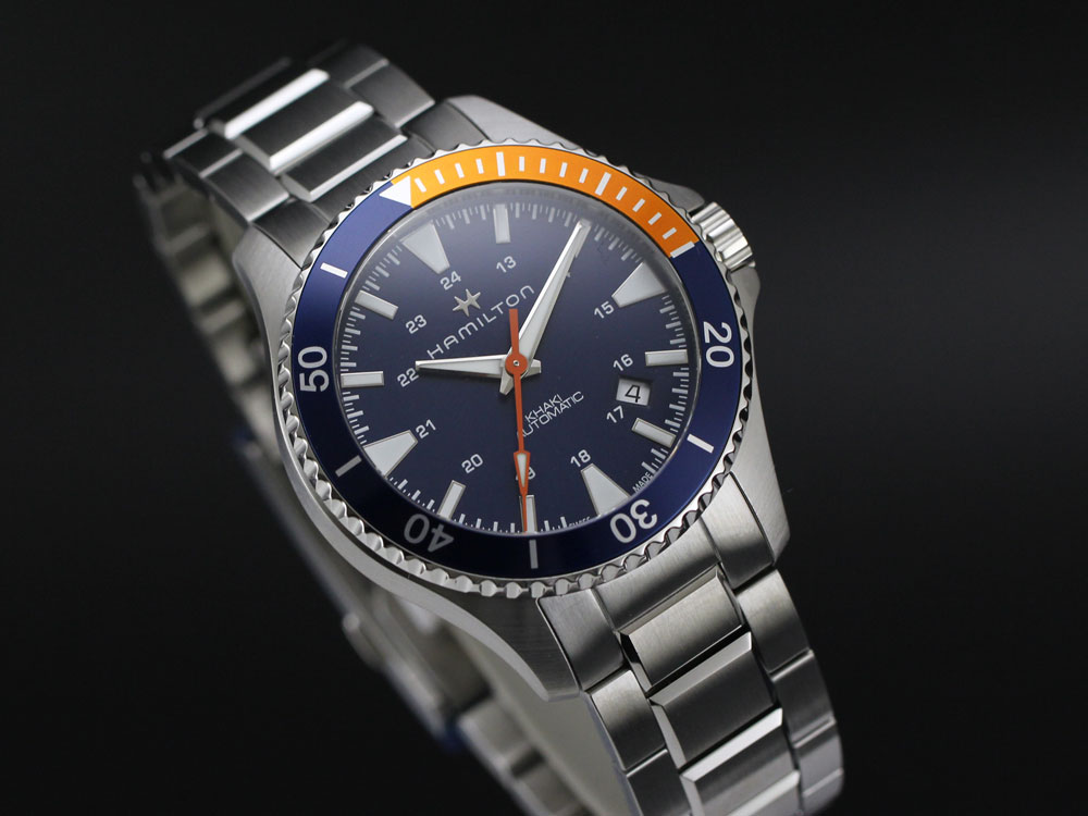 【ハミルトン公認】【あす楽】【選べる5年延長保証】【36回無金利ローンOK】ハミルトン HAMILTON カーキ ネイビー スキューバ 40mm ブルー×オレンジ SSブレス KHAKI NAVY SCUBA 正規輸入品 H82365141