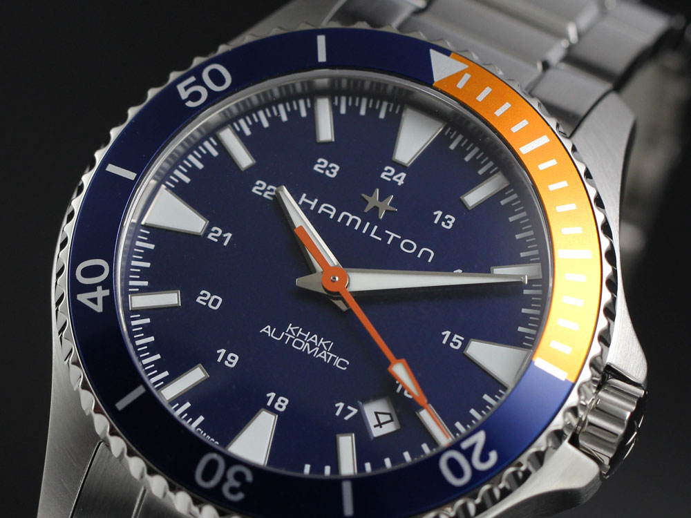 【ハミルトン公認】【あす楽】【選べる5年延長保証】【36回無金利ローンOK】ハミルトン HAMILTON カーキ ネイビー スキューバ 40mm ブルー×オレンジ SSブレス KHAKI NAVY SCUBA 正規輸入品 H82365141