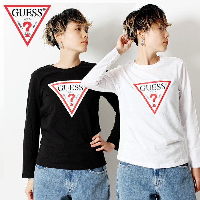 【61％OFF】 GUESS Guess ゲス トライアングル 長袖 ロングスリーブ Tシャツ ロンT YI2K9415LS レディース シンプル ロゴ ラフ トップス 黒 白 定番 ストリート セレブ オシャレ ロゴT かわいい ブランド プレゼント ギフト