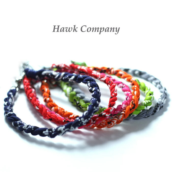 【10倍】HawkCompany ホークカンパニー h.k.c. バンダナ ブレスレット / アンクレット [Lot/6120] メンズ レディース ユニセックス バンダナ柄 ペイズリー柄 レスレット アンクレット アクセサリー カジュアル 赤 レッド 紺 ネイビー 緑 オレンジ ピンク グレー