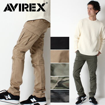 【 送料無料 】 AVIREX FATIGUE CARGO SLIM アヴィレックス ファティーグ カーゴパンツ スリムフィット [Lot/6166122] スリムパンツ スリムカーゴパンツ ミリタリーパンツ メンズ 迷彩 パンツ カモフラ 迷彩柄 米軍 黒 ブラック オリーブ XL XXL LL 2L