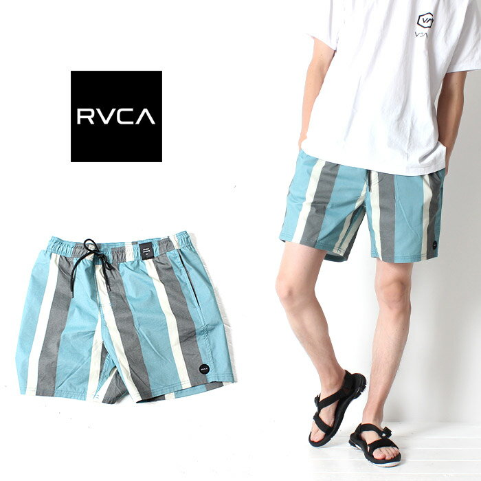 【 送料無料 】 RVCA ルーカ ボードショーツ ECLECTIC ELASTIC SHORT サーフトランクス [Lot/AJ041-522] メンズ サーフ ショーツ ハーフパンツ ストライプ ブルー スイムウェア 水着 海水パンツ 海水浴 プール 夏 フェス イベント サーフ ボード