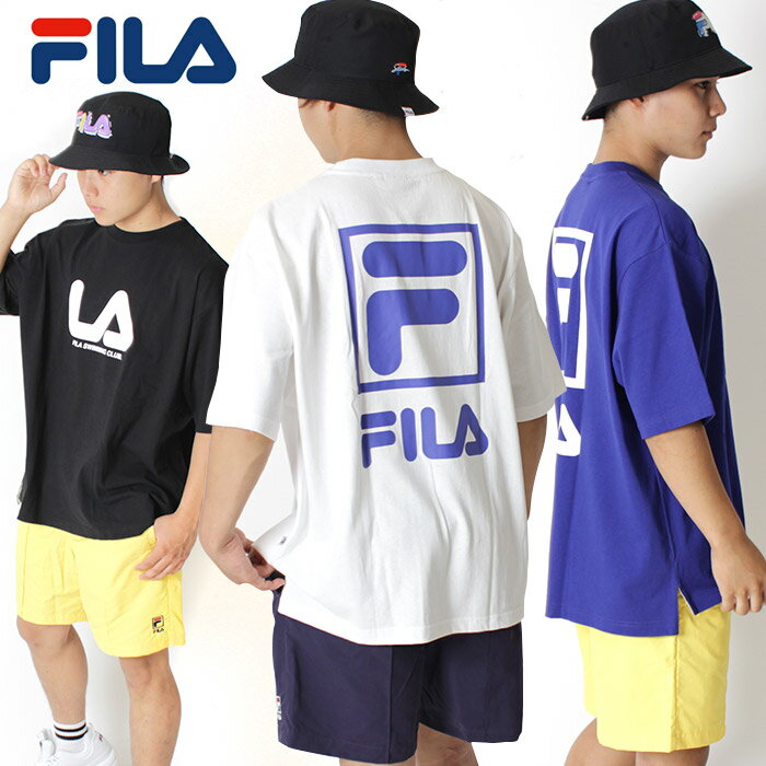 【30%OFF】FILA HERITAGE フィラ ヘリテージ オーバーサイズ バックプリント ビッグシルエット Tシャツ [Lot/FM9553] メンズ トップス ホワイト ビッグシルエット ブルー ブラック スクエアロゴ ブランドロゴ