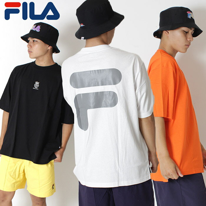 【30%OFF】FILA HERITAGE フィラ ヘリテージ オーバーサイズ バックプリント ビッグシルエット Tシャツ [Lot/FM9562] トップス ホワイト ビッグサイズ 大きめ ルーズ バスケ ストリート オレンジ ブラック