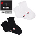 Hanes ヘインズ BEEFY ビーフィー クォーター ソックス2P [Lot/HMSBW201] ソックス 靴下 2枚組 2セット ブラック ホワイト 男性 メンズ 通勤 通学 学校 無地 秋 冬 プレゼント ギフト