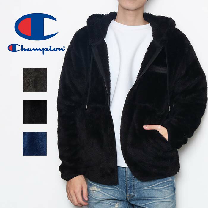 もこもこ ボアブルゾン Champion チャンピオン FLEECE ZIP HOODED JACKET PARKA フリース ジップ フード ジャケット モコモコ ボア パーカー パーカ 定番 人気 [Lot/C3-Y615] リラックス ウェア ブランド 抗菌 防臭 ストレッチ ボアフリースのサムネイル