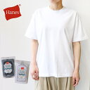 Hanes ヘインズ ウィメンズ ボーイフレンド ビッグTシャツ HW1-R203 Tシャツ カットソー 半袖 半袖t 無地 レディース トップス ブラック ホワイト 黒 白 ゆったり 綿100 カジュアル 春 夏 シンプル 女性 クルーネック プレゼント ギフト