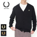 FRED PERRY フレッドペリー クラシックカーディガン [Lot/K9551] カーディガン ニットカーデ おしゃれ メンズ 男性 大人 ワンポイント ロゴ 英国 ベーシック 上品 上質 ブランド きれいめ シンプル トラッド プレゼント 黒 ブラック ネイビー プレゼント ギフト