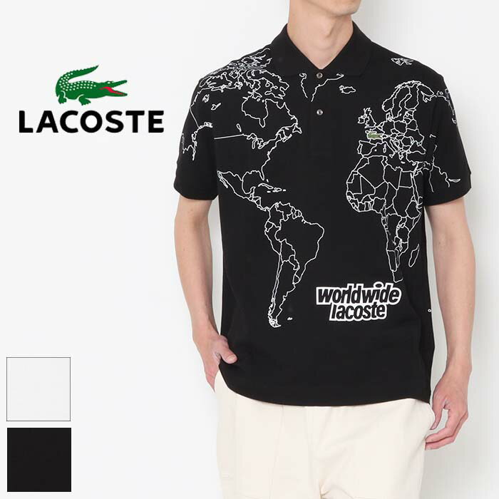 ラコステ LACOSTE ラコステ ワールドワイド ポロシャツ PH8046-99 鹿の子 ポロ 鹿の子 涼しい 夏 シャツ Tシャツ tシャツ 半袖 総柄 綿 コットン メンズ きれいめ 黒 白 ブランド 男性 大人 丈夫 頑丈 タフ プレゼント ギフト