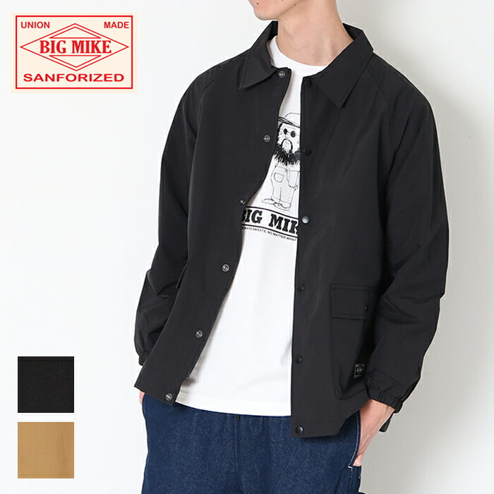 BIG MIKE ビッグマイク ベーシック コーチジャケット 102416300 Basic Coach Jacket ビックマイク アウター ジャケット ライトアウター ブラック ベージュ 長袖 メンズ カジュアル 春 秋 プレゼント ギフト