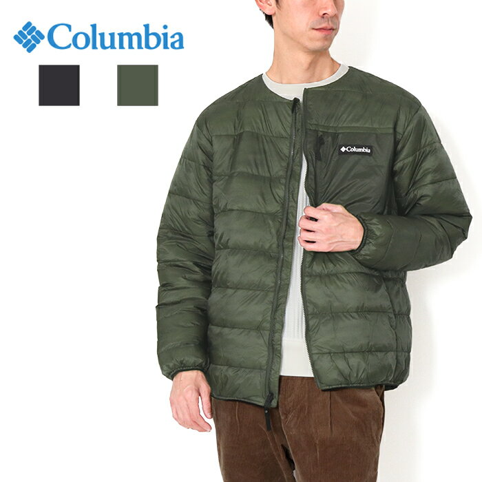 楽天j・x・t-style【10％OFF】 Columbia コロンビア ウッドロード インシュレイテッド ジャケット PM0957 メンズ アウター インナー ノーカラー アウトドアブランド 冬 暖かい ダウン 中綿 撥水 収納袋付き ライト 軽い 薄手 ブラック カーキ グリーン キルティング ライナー