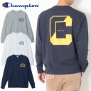 Champion クルーネック スウェット トレーナー シャツ C3-A033 メンズ ユニセックス トップス ホワイト/グレー/ネイビー M-XL 裏毛 プリ...