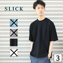 SLICK スリック ドロップショルダー Tシャツ 5255515 メンズ ポケT 半袖 ドロップショルダー ワイド ビッグシルエット キレカジ きれいめ シン...