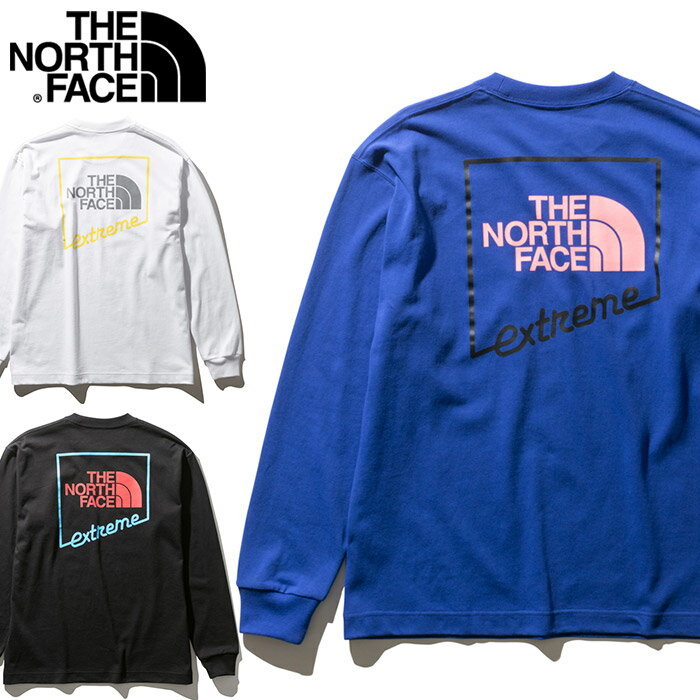 THE NORTH FACE ノースフェイス ロングスリーブ L/S Extreme Tee Tシャツ [Lot/NT32032] エクストリーム ティーシャツ ロンT メンズ タフ 頑丈 ヘビーオンス コットン ストリート カジュアル バックプリント ホワイト ブラック ブルー
