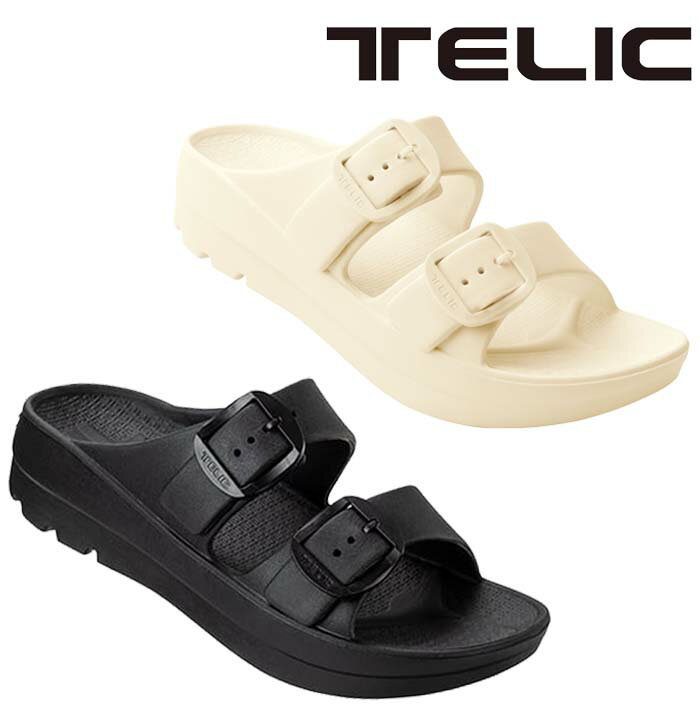 【10倍】TELIC W-BUCKLE BLACK テリック ダブルバックル ブラック サンダル 楽 靴下に 合う 歩きやすい 夏 海 室内履き リカバリーシューズ シンプル 出張 旅行 歩行をサポート メンズ レディース 人気 アウトドア プレゼント ギフト