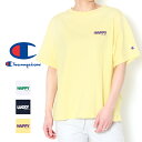 チャンピオン 半袖 プリントt tシャツ レディース カジュアル ブランド 25SS 新作 春夏 白/ネイビー/ペールイエロー ホワイト Lサイズ かわいい リ...