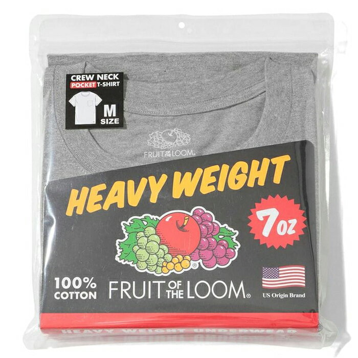 FRUIT OF THE LOOM フルーツオブザルーム 半袖 ヘビーウェイト コットン ポケットT Tシャツ 14669000 トップス メンズ 部屋着 黒 白 Tシャツ ティーシャツ パックT クルーネック プレゼント 薄手 父の日