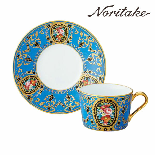 オマージュ コレクション カプチーノ カップ&ソーサー (青絵花文) 〈H-765J/T2401〉 ノリタケ 食器 碗皿