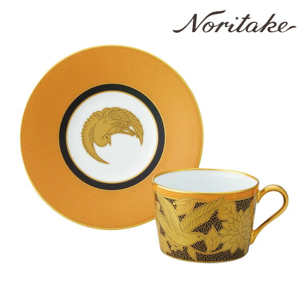 オマージュ コレクション カプチーノ カップ&ソーサー (橙絵花鳥文) 〈H-766J/T2401〉 ノリタケ 食器 碗皿