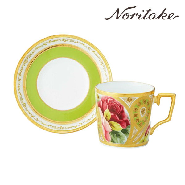 オマージュ コレクション コーヒー カップ&ソーサー (若草色絵薔薇文) 〈H-770J/T2402〉 ノリタケ 食器 碗皿